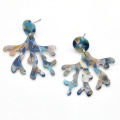 Custom color acetate coral shape ear jewelry girl lady fashion colorful monstera earrings